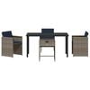 vidaXL Tuin eettafelset met kussen 5 pcs Grijs poly rattan