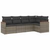 vidaXL 5-delige Loungeset met kussens poly rattan grijs