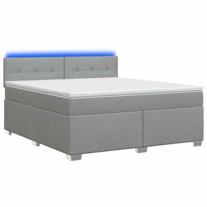 vidaXL Boxspring Bed met Matras en LED Lichtgrijs 140 x 190 cm Stof