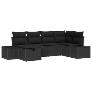 vidaXL Tuin Sofa Set met kussen 6 pcs Zwart poly rattan