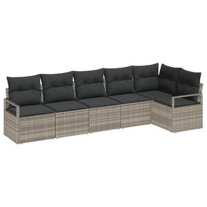 vidaXL Tuin Sofa Set met kussen met opslag 6 pcs Lichtgrijs