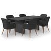 vidaXL 7-delige Tuinset poly rattan zwart