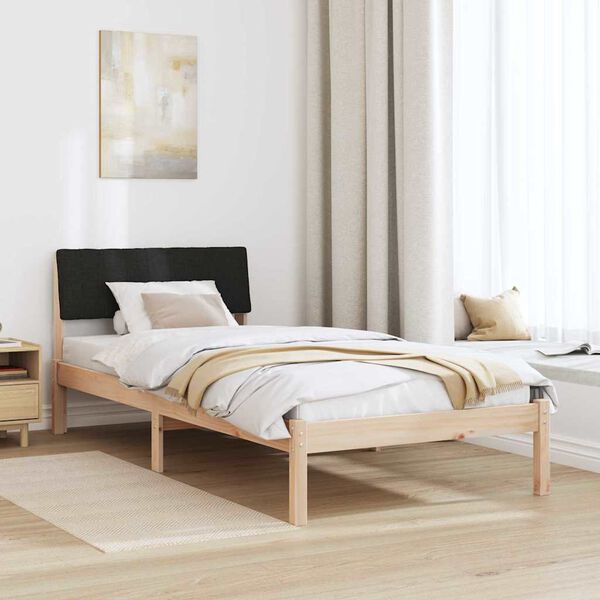 vidaXL Bedframe Bruin en zwart 90 x 200 cm Massief grenenhout