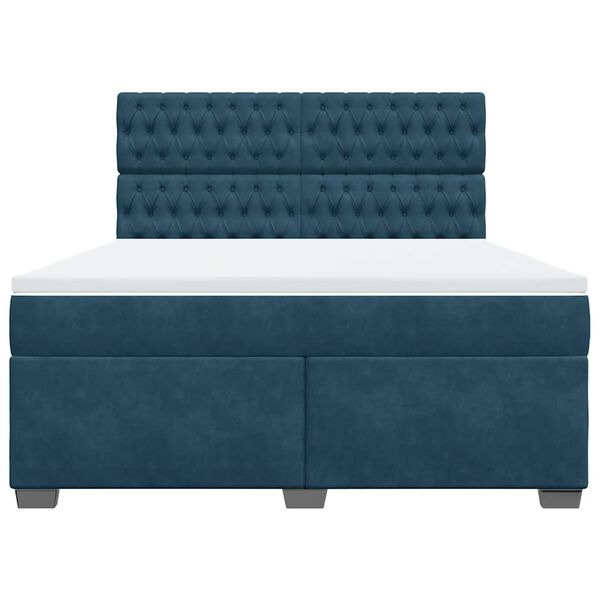 vidaXL Boxspring met matras fluweel blauw 180x200 cm
