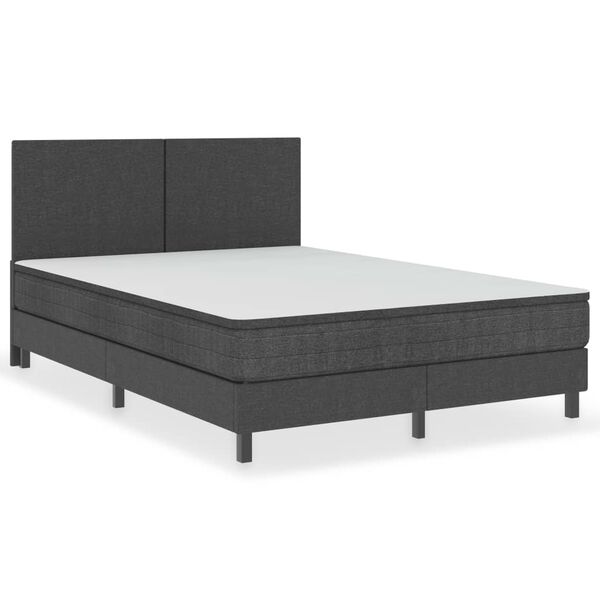 vidaXL Boxspring stof donkergrijs 140x200 cm