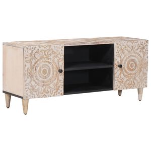 vidaXL TV-kast Wit 105 x 33,5 x 46 cm Massief Mango Hout