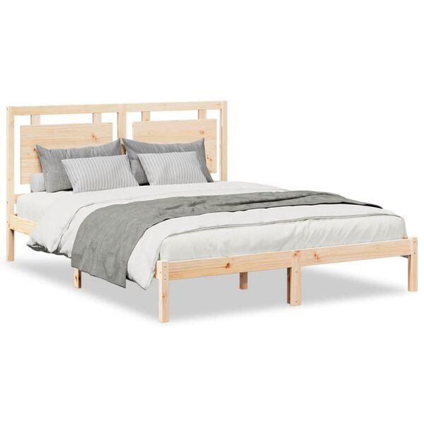 vidaXL Bedframe extra lang zonder matras massief hout 140x210 cm