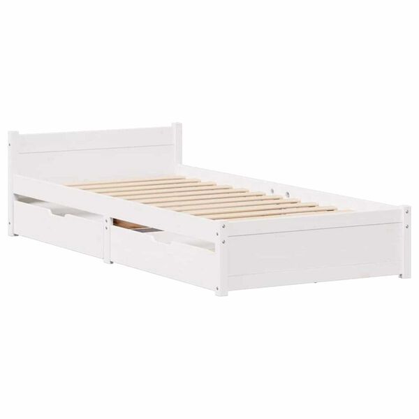vidaXL Bedframe zonder matras massief grenenhout wit 90x200 cm