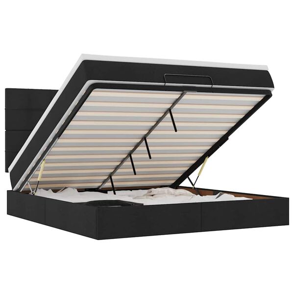 vidaXL Ottoman bed met matras en LED's 180x200cm stof zwart
