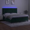vidaXL Boxspring met matras en LED fluweel donkergroen 180x200 cm