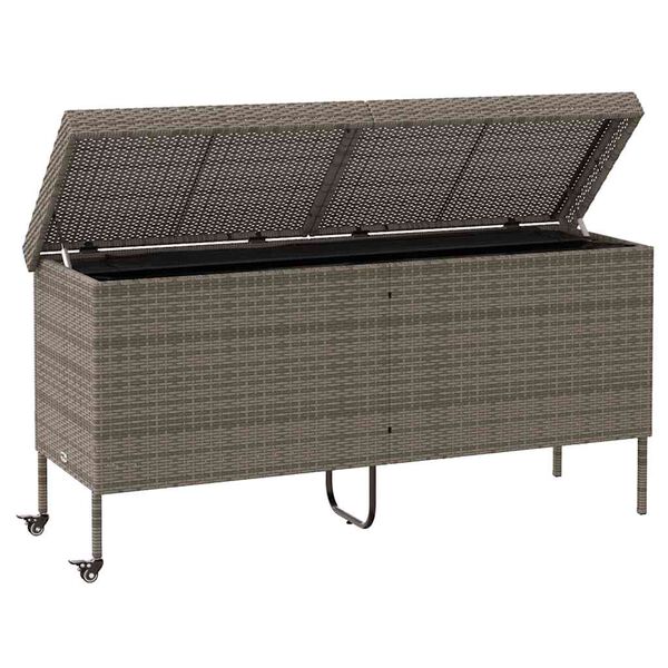 vidaXL Tuinbox met wielen 160x55x75 cm poly rattan grijs