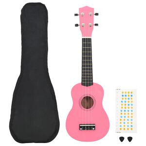 vidaXL Ukuleleset met tas voor kinderen sopraan 21'' roze