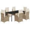 vidaXL 7-delige Tuinset met kussens poly rattan beige