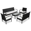 vidaXL 5-delige Loungeset met kussens poly rattan zwart