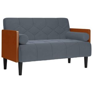 vidaXL Loveseat bank met bolsters donkergrijs 110 cm fluweel