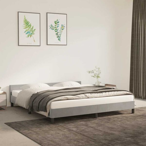 vidaXL Bedframe zonder matras 160x200 cm fluweel lichtgrijs