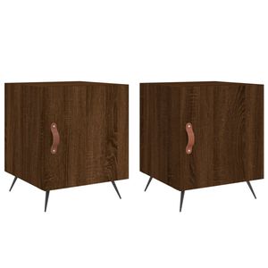 vidaXL Nachtkastjes 2 st 40x40x50 cm bewerkt hout bruin eikenkleur