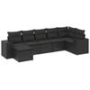 vidaXL 7-delige Loungeset met kussens poly rattan zwart
