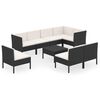 vidaXL 9-delige Loungeset met kussens poly rattan zwart