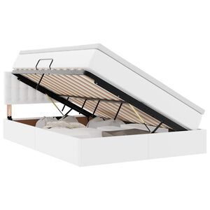 vidaXL Opbergbed met LED met matras Puur Wit 140 x 190 cm Nep Leer