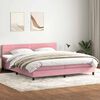 vidaXL Boxspring met matras en LED fluweel roze 180x210 cm