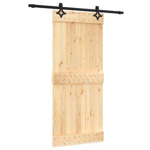 vidaXL Schuifdeur Naturel en Zwart 90 x 210 cm Massief Grenenhout
