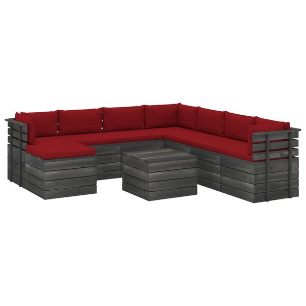 vidaXL 9-delige Loungeset pallet met kussens massief grenenhout