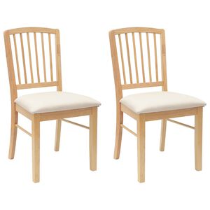 vidaXL Eettafelstoelen 2 st Massief Rubberhout Naturel