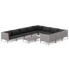 vidaXL 11-delige Loungeset met kussens poly rattan donkergrijs