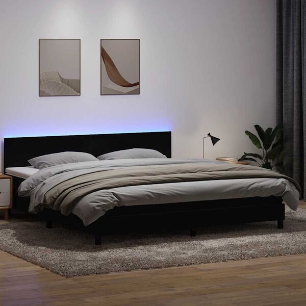 vidaXL Boxspring met matras en LED fluweel zwart 200x210 cm