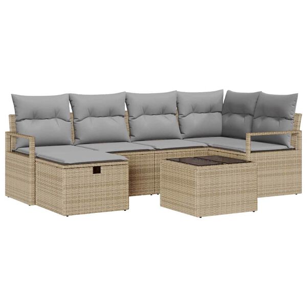 vidaXL Tuin Sofa Set met kussen met opslag poly rattan