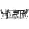 vidaXL 7-delige Tuinset poly rattan zwart
