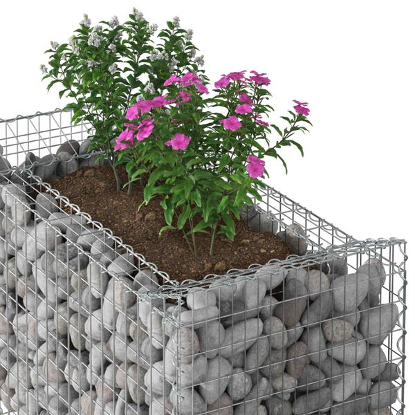 vidaXL Gabion Verhoogd Bed Zilver 50 x 100 x 60 cm