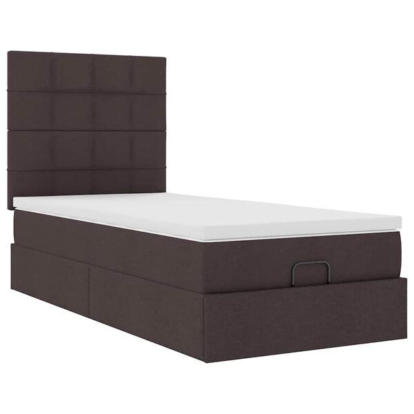 vidaXL Ottoman bed met matras 80x200cm stof donkerbruin