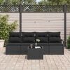 vidaXL Bankstel 5 pcs Zwart poly rattan