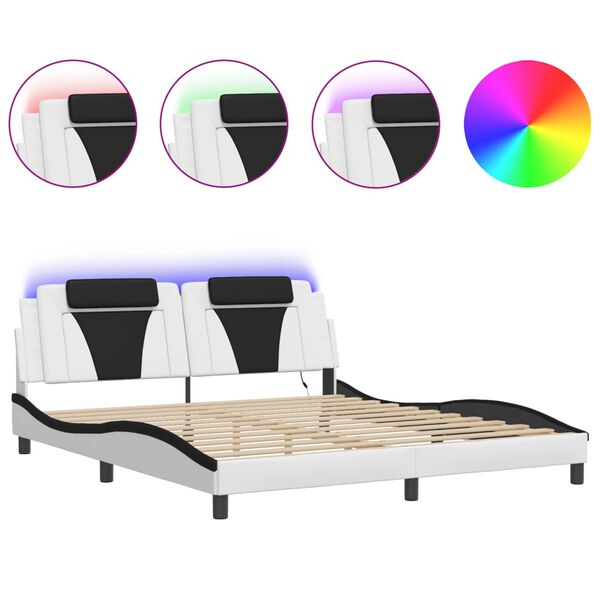 vidaXL Bedframe "Viana" met LED zonder matras wit en zwart 180x200 cm