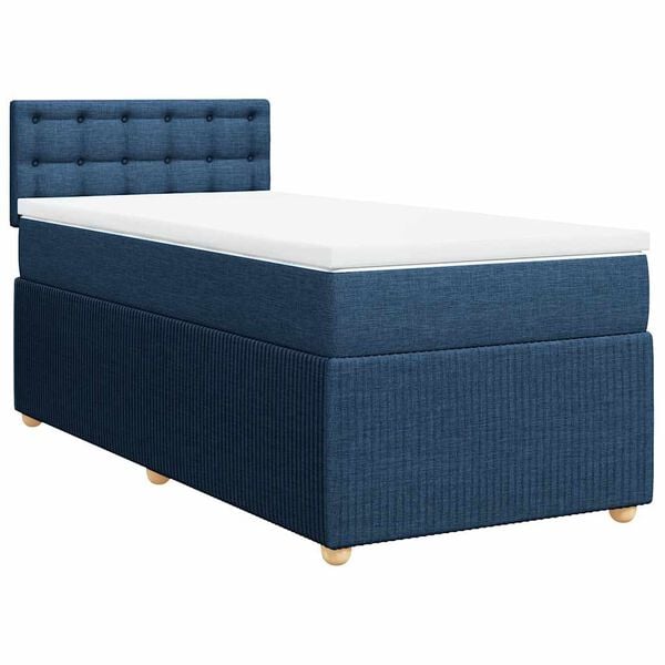 vidaXL Boxspring met matras stof blauw 100x200 cm