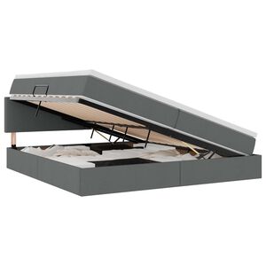 vidaXL Opbergbed met LED met matras Donkergrijs 200 x 200 cm Stof