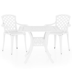 vidaXL 3-delige Bistroset gietaluminium wit