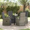 vidaXL Tuin eettafelset met kussen 5 pcs Grijs poly rattan