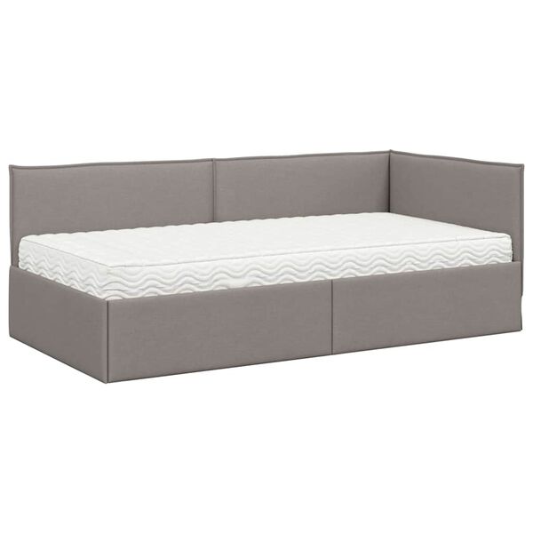 vidaXL Hoekbedframe met Matras met hoofdeinde 2 pcs Taupe Fluweel