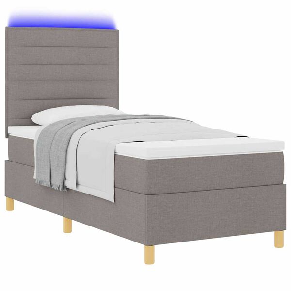 vidaXL LED Box Spring Bed met matras Taupe 80 x 200 cm Stof
