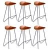 vidaXL Barstoelen 6 st echt leer bruin