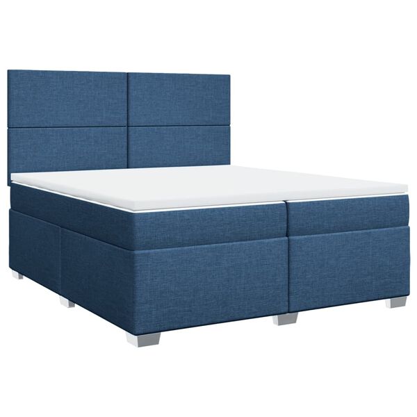 vidaXL Boxspring met matras stof blauw 200x200 cm
