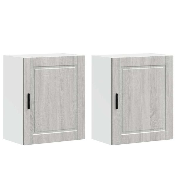 vidaXL Keukenwandkasten 2 st Porto bewerkt hout grijs sonoma eiken