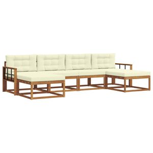 vidaXL Buiten bankenset met kussen 6 pcs Natuurlijk en Cr&egrave;me