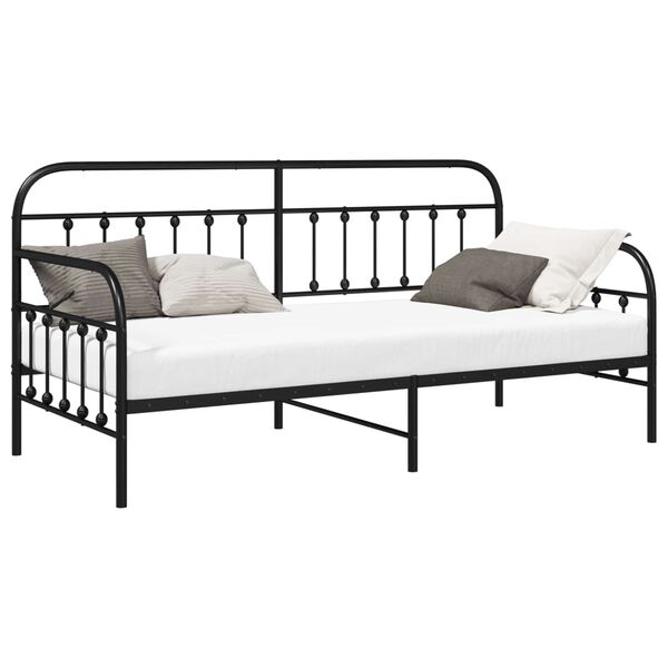 vidaXL Bedframe voor een daybed Zwart 90 x 200 cm Gepoedercoat staal
