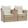 vidaXL Tuinbank 2-zits met voetenbanken poly rattan beige