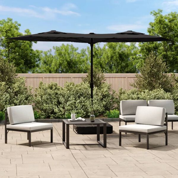 vidaXL Parasol dubbel dak 316x145 cm zwart