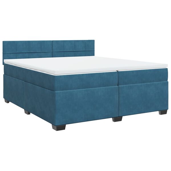 vidaXL Boxspring met matras fluweel blauw 200x200 cm
